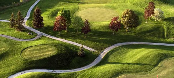 An aerial view of the golf course.